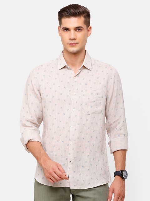 

Linen Club Men Beige Printed Casual Shirt