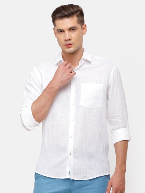 

Linen Club Men White Linen Casual Shirt