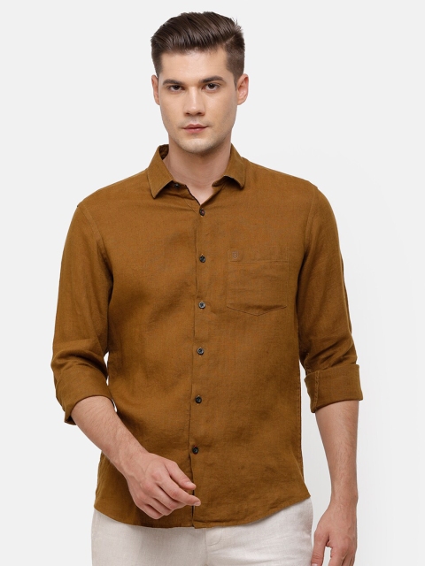 

Linen Club Men Khaki Linen Casual Shirt