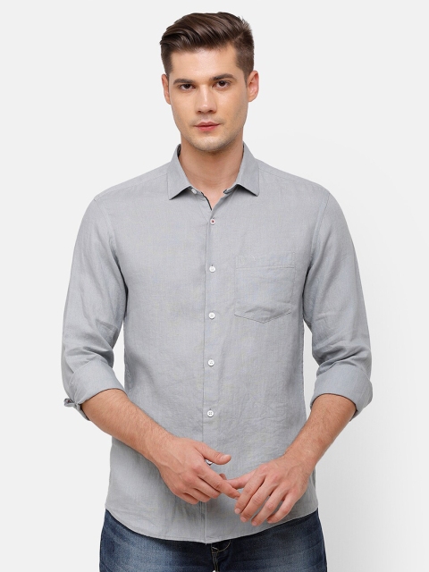 

Linen Club Men Grey Linen Casual Shirt