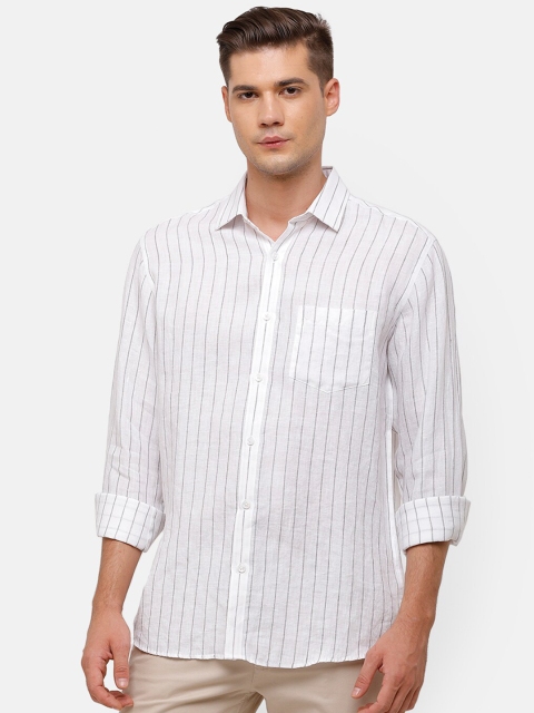 

Linen Club Men Grey Striped Linen Casual Shirt