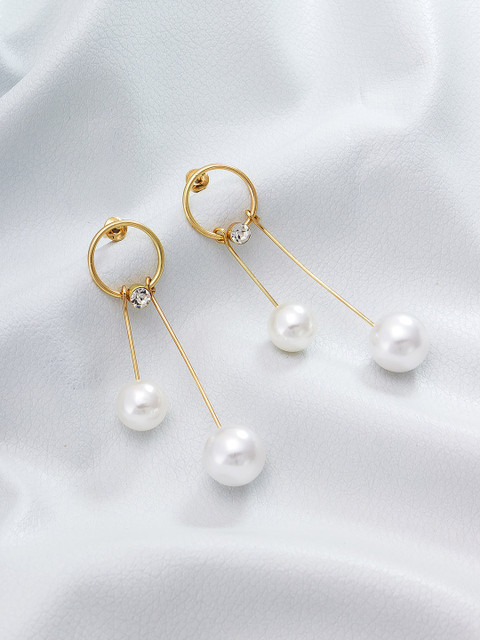 

aadita Gold-Plated Contemporary Drop Earrings