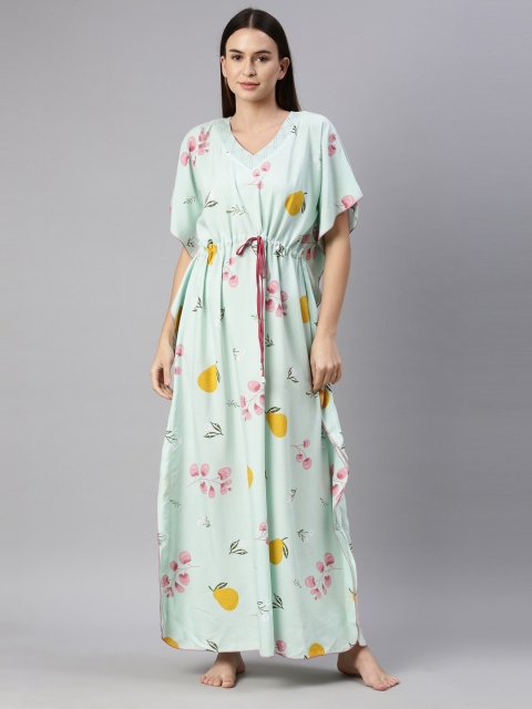 

GOLDSTROMS Sea Green Printed Maxi Kaftan Nightdress