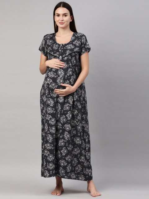 

GOLDSTROMS Navy Blue Printed Maxi Maternity Nightdress