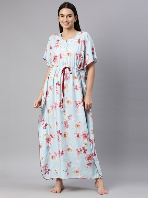 

GOLDSTROMS Blue & Pink Printed Kaftan Nightdress
