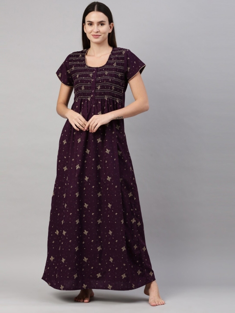 

GOLDSTROMS Purple & Beige Printed Maxi Nightdress