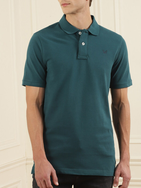 

Crew Clothing Men Green Polo Collar Cotton T-shirt
