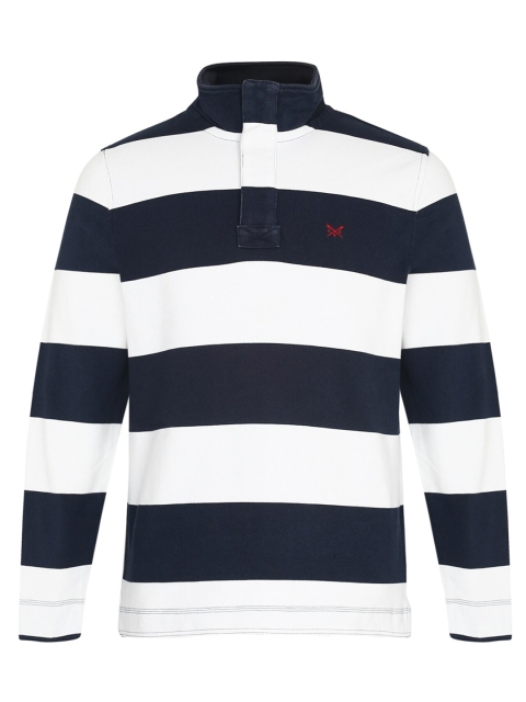 

Crew Clothing Men Navy Blue Striped Polo Collar T-shirt