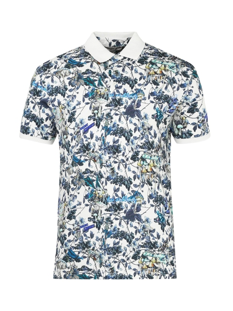 

ETRO Men White Floral Printed Polo Collar T-shirt
