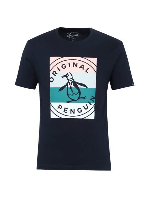 

Original Penguin Men Navy Blue Printed Cotton T-shirt