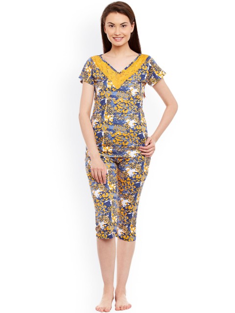 

Claura Yellow Printed Nightsuit cot-35