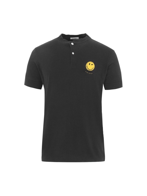 

SERGE BLANCO Men Black Embroidered Cotton T-shirt