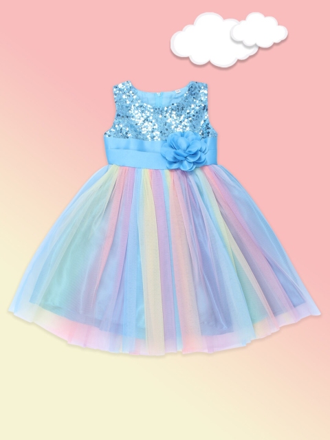 

CUTECUMBER Blue Satin Fit & Flare Dress