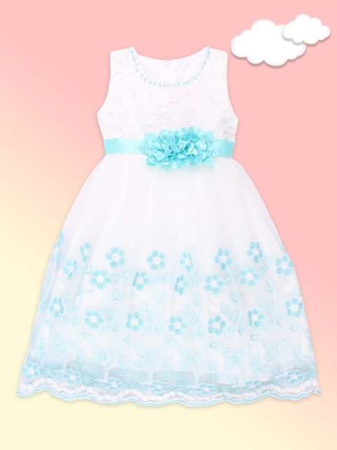 

CUTECUMBER Girls Green Floral Applique Satin Dress