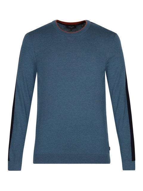 

Ted Baker Men Teal Blue Solid Pure Cotton Pullover Sweater
