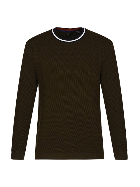 

Ted Baker Men Coffee Brown & White Solid Cotton Pullover