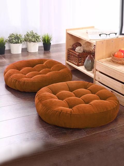 

STYBUZZ Set of 2 Brown Solid Floor Cushions