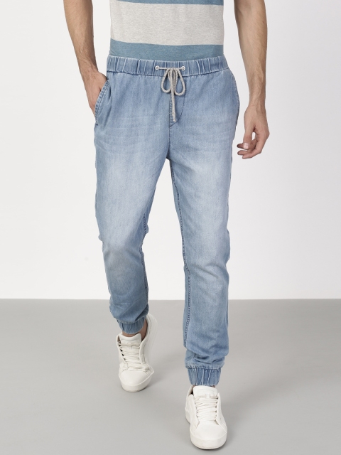 

ether Men Blue Regular Fit Indigo Dyed Denim Joggers