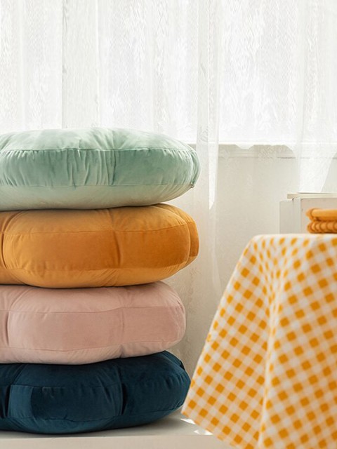 

STYBUZZ Beige Solid Velvet Floor Cushion