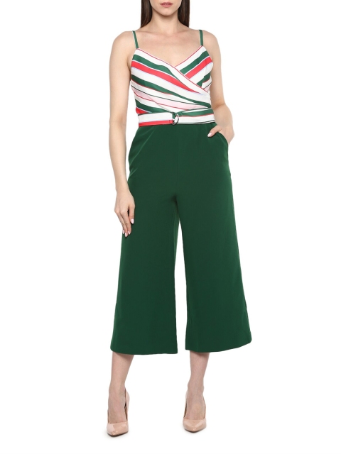 

Ted Baker Women Green & White Striped Cotton Culotte Jumpsuit