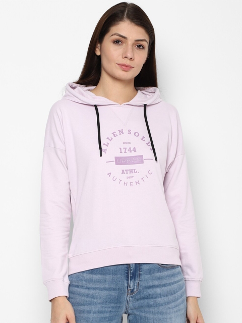

Allen Solly Woman Purple Printed Hooded Pure Cotton Sweatshirt