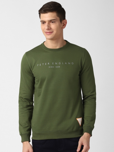 

Peter England Casuals Men Olive Green Printed Sweatshirt