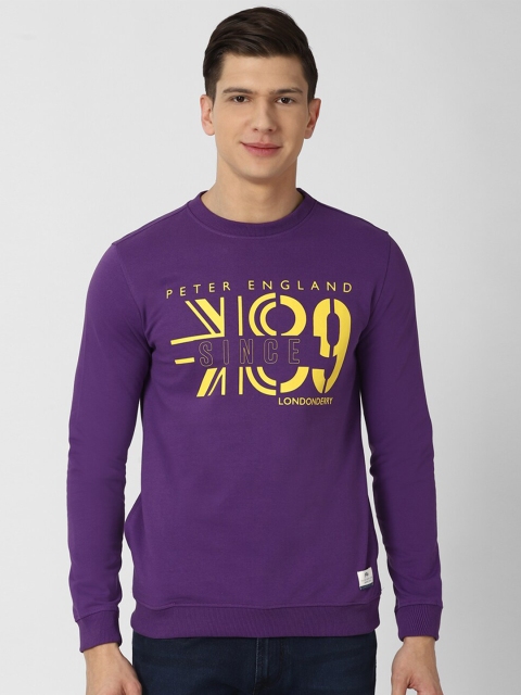 

Peter England Casuals Men Purple Printed Sweatshirt