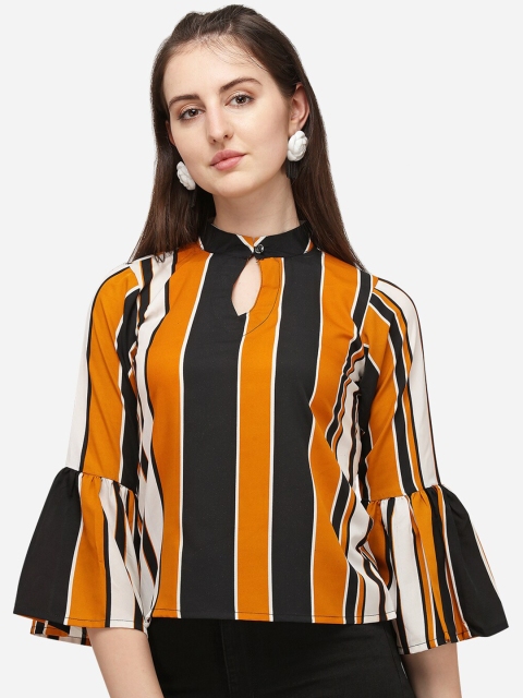 

Amrutam Fab Women Yellow Striped Regular Crepe Top