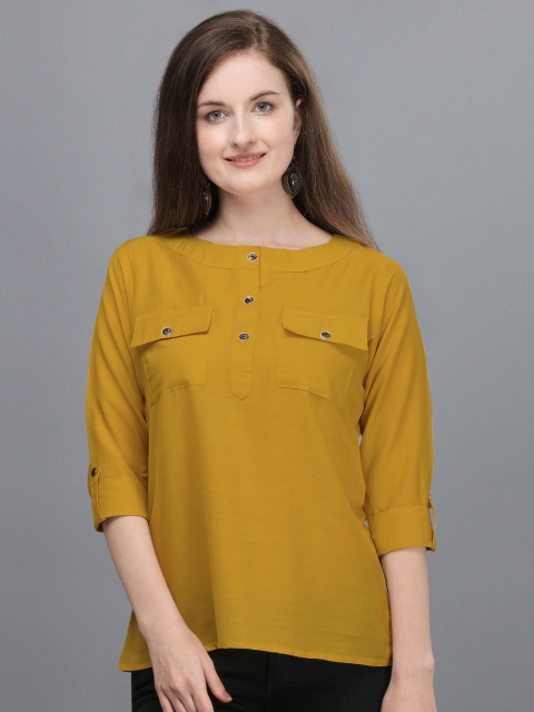 

Amrutam Fab Mustard Yellow Crepe Top