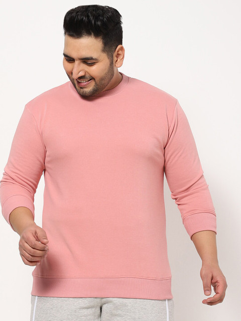 

Bewakoof Plus Men Pink Solid Sweatshirt