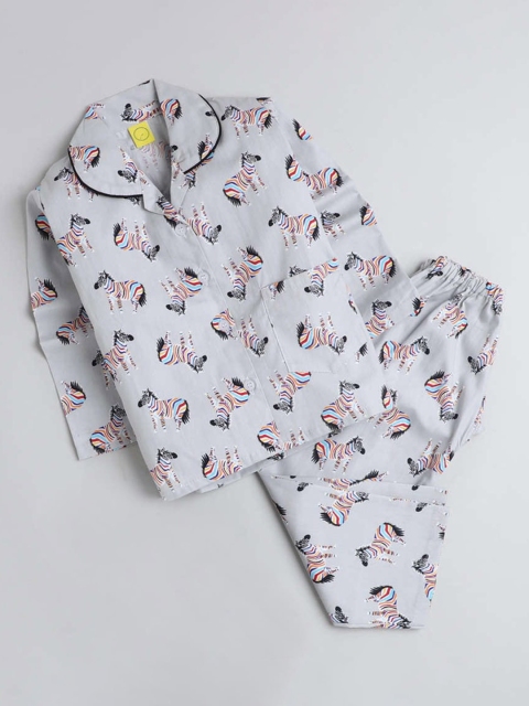 

The Magic Wand Unisex Kids Grey Printed Night suit