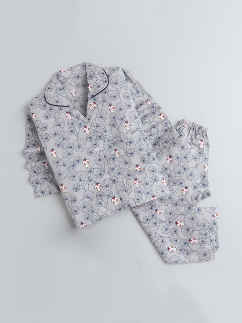 

The Magic Wand Unisex Kids Grey Printed Night suit