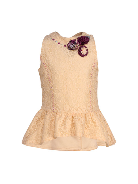 

CUTECUMBER Girls Cream Lace Peplum Top