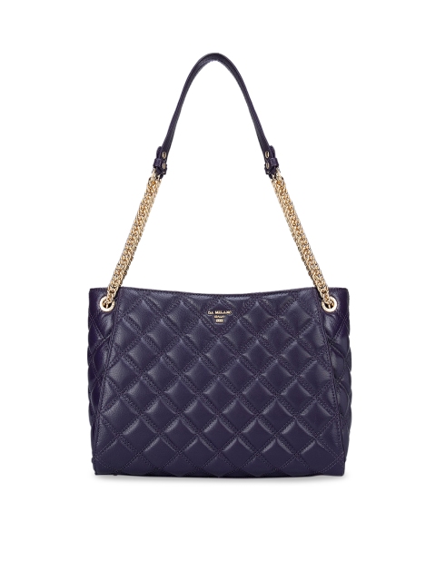 

Da Milano Purple Textured Leather Structured Shoulder Bag