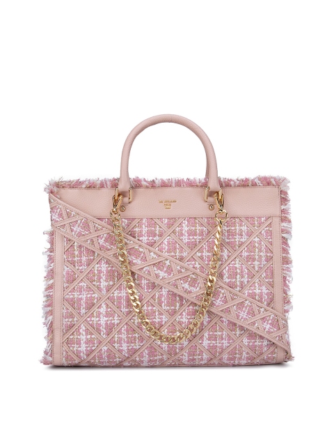 

Da Milano Pink Ethnic Motifs Leather Oversized Structured Handheld Bag