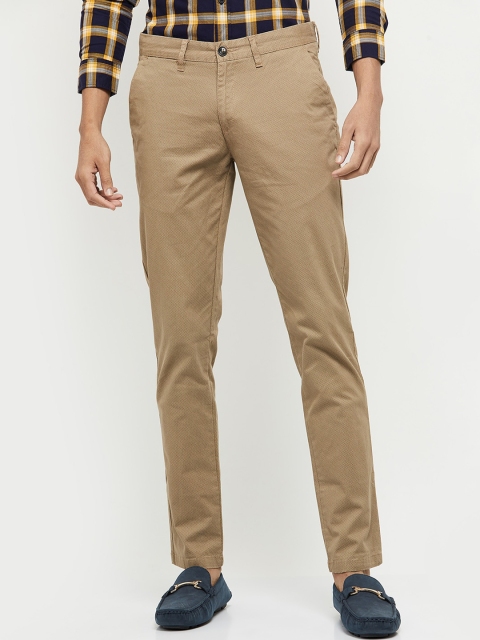 

max Men Khaki Textured Regular Fit Cotton Trousers