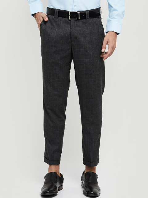 

max Men Navy Blue Regular Fit Trousers