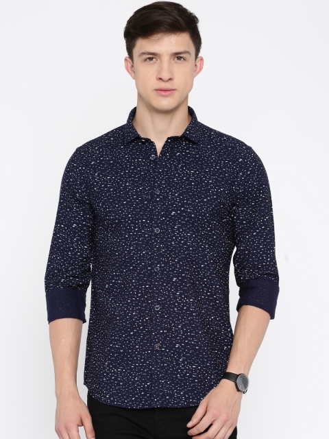 

Pepe Jeans Men Navy Printed Slim Fit Casual Shirt, Navy blue