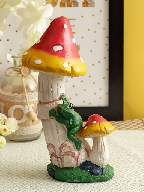

TIED RIBBONS White & Red Mushroom Frog Garden Accessory Statue Showpiece