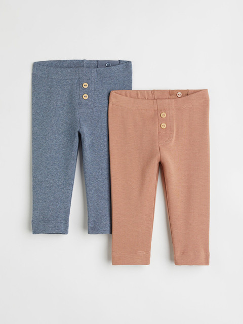 

H&M Girls Beige & Blue Solid 2-pack Leggings