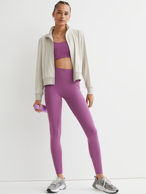 

H&M Women Purple Solid High Waist Sports Tights