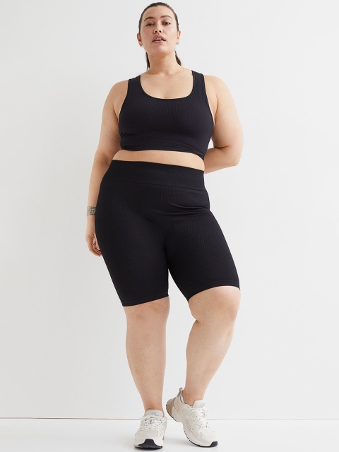 

H&M+ Women Black Seamless Cycling Shorts