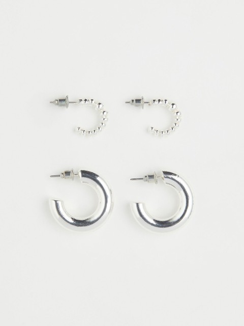 

H&M Silver-Toned 2 Pairs Hoop Earrings