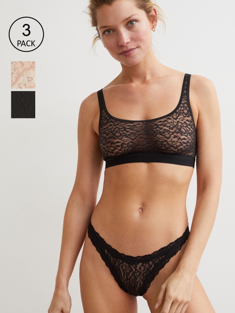 

H&M Black & Pink 3-Pack Lace Brazilian Briefs