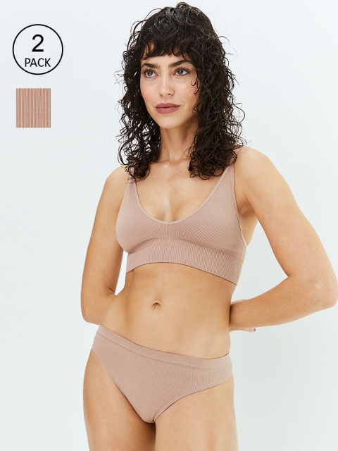 

H&M Women Dusty Pink 2-pack Seamless Briefs - 0834906038