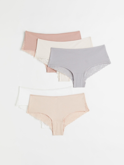 

H&M Women 5 Pack Hipster Briefs 1011444004, Beige