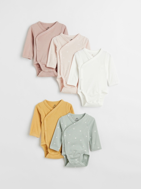 

H&M Girls 5-pack Wrapover Bodysuits, Multi