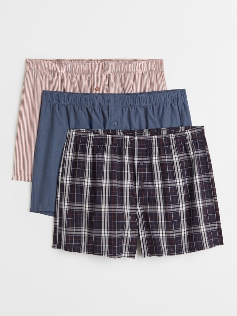 

H&M Men3-Pack Woven Cotton Boxer Shorts, Multi