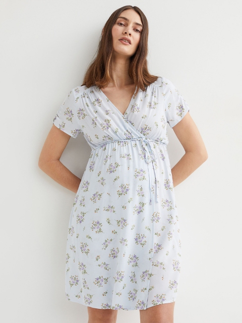

H&M Women Blue Printed Mama Wrap Dress