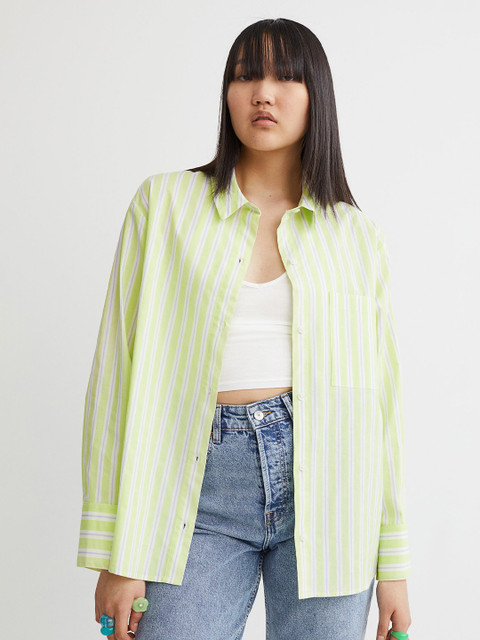 

H&M Green Oversized Cotton Shirt
